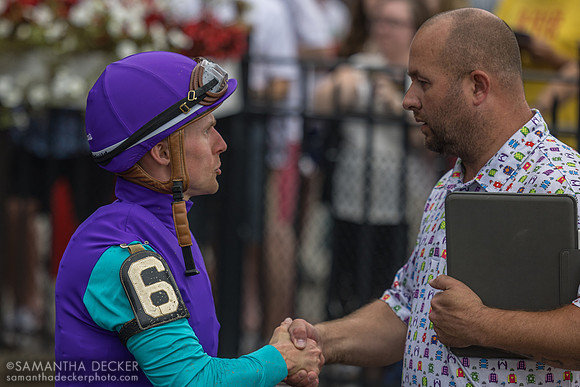 Dylan Davis and Wayne Potts shake hands