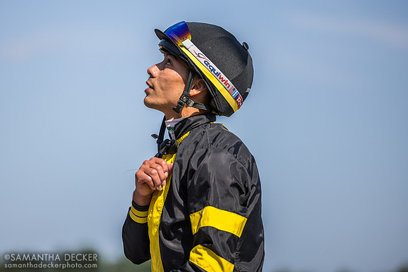 José Ortiz on his way to the winner's circle