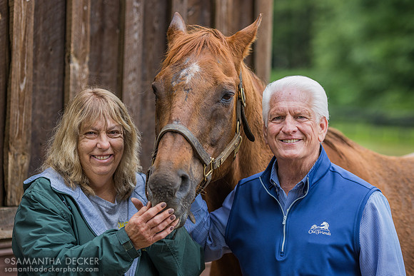 JoAnn Pepper and John Nicholson pose with Commentator, 2024