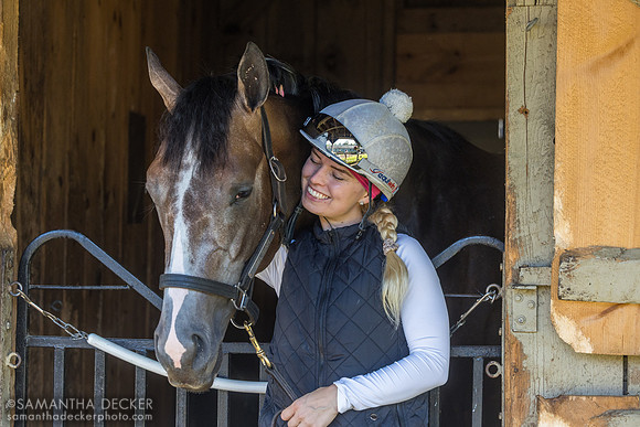 Exercise rider Emma Nordin poses with Belgian, 2025