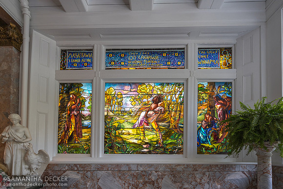 Stained glass window in the mansion foyer, 2025