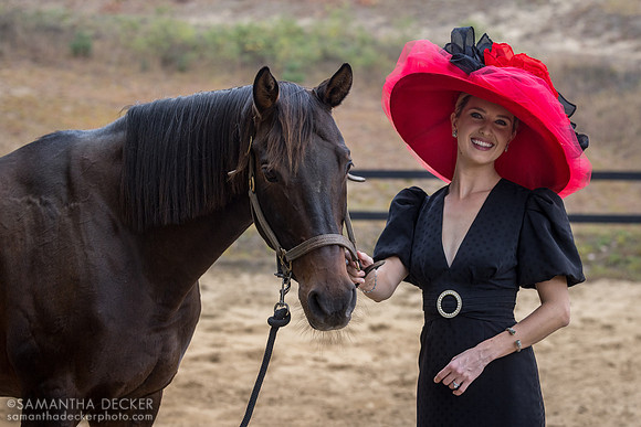 Acacia Clément with A Shin Forward modeling a hat by Maggie Mae Designs (Sally Steinmann), 2025