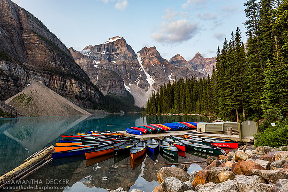Canoes at Moraine Lake, 2018