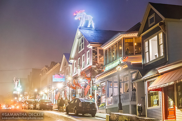 Downtown Bar Harbor, ME at Night