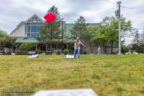 Playing Cornhole at L.L. Bean, Freeport, ME