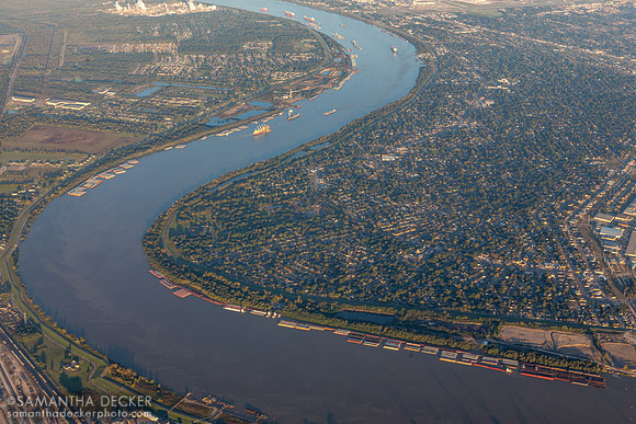 Looking down at the Mississippi River, New Orleans