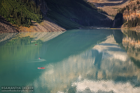 Canoers on Lake Louise, Banff National Park