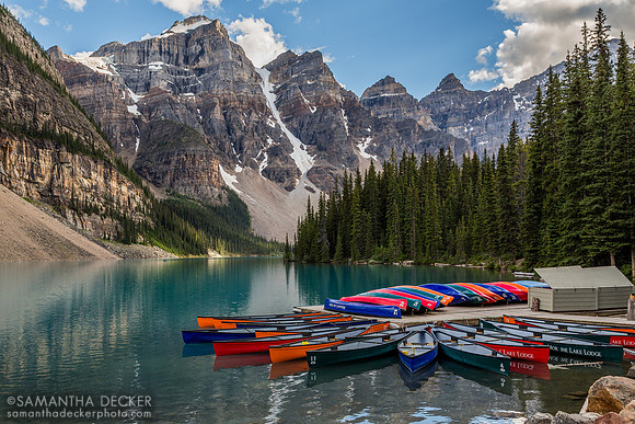Canoes on Moraine Lake, 2018
