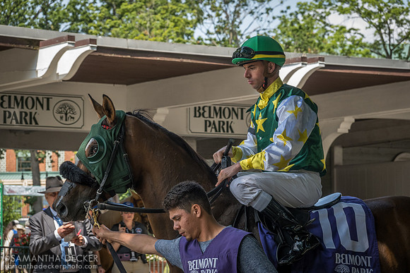 Florent Géroux on Cindylouwho, Belmont Park, Elmont, NY