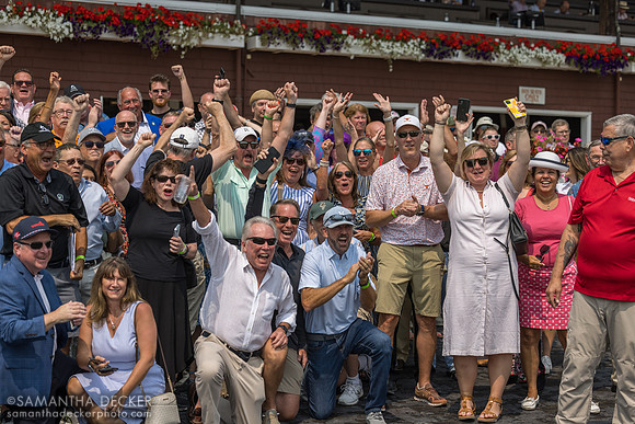 MyRacehorse partners celebrate after it is announced that there is no change to the order of finish