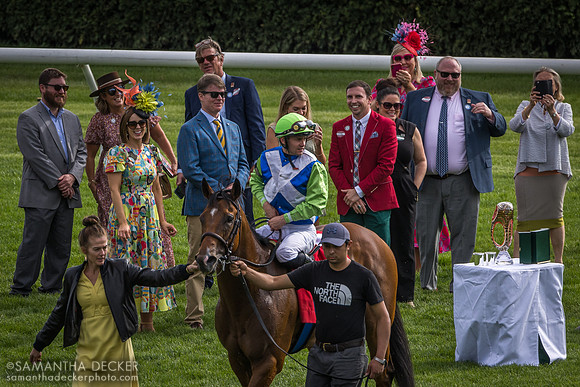 Chez Pierre (FR) wins the G1 Maker's Mark Mile with Flavien Prat onboard at Keeneland