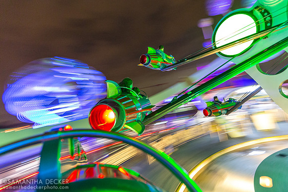 Riding Astro Orbiter at Night, Magic Kingdom