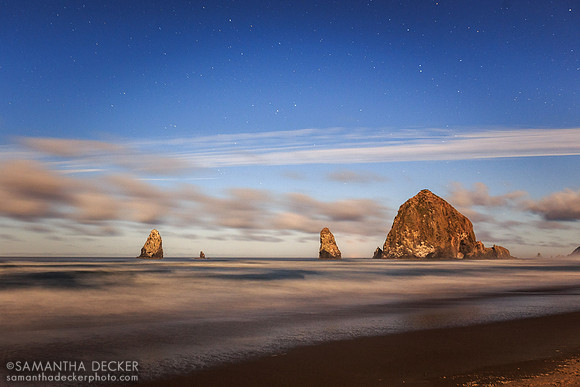 Cannon Beach, OR,  by Night