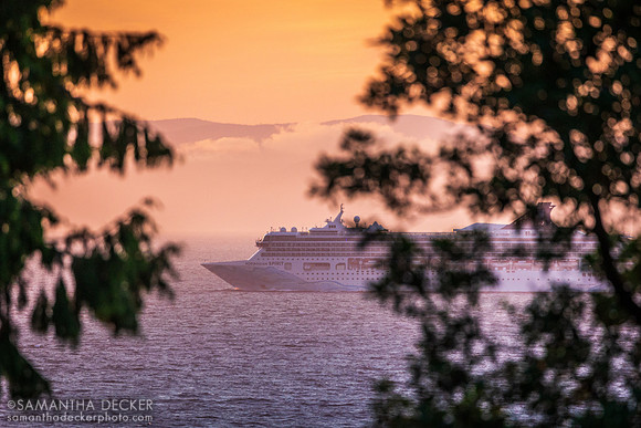 A cruise ship passed through the Strait of Juan de Fuca, Port Angeles, WA