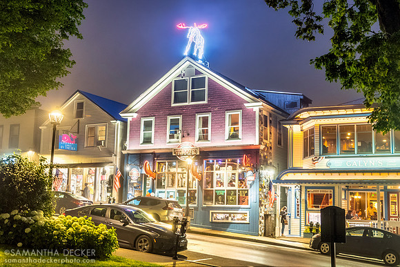 Downtown Bar Harbor, ME at Night