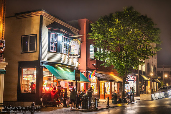 Downtown Bar Harbor, ME at Night