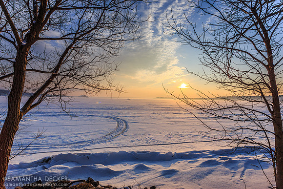 Sunset Over a Frozen Saratoga Lake