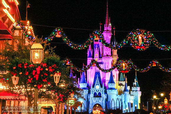 Main Street USA with Christmas Decorations, Magic Kingdom