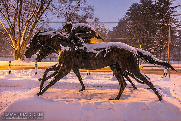 Against All Odds Statue in Winter, National Museum of Racing and Hall of Fame