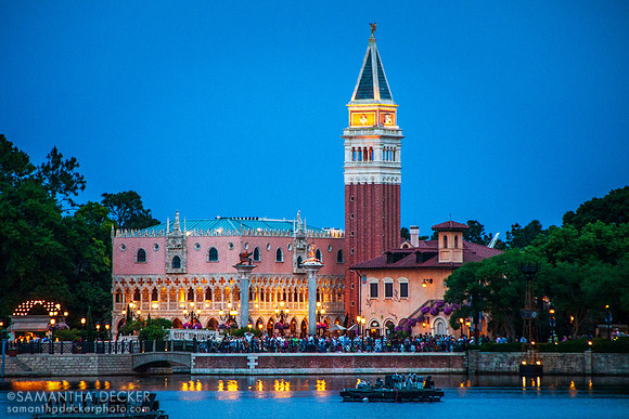 Italy Pavilion from Across the World Showcase Lagoon, Epcot