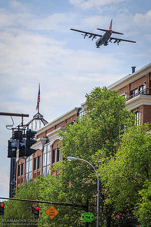 Air Force Plane Flying Over Broadway, Flag Day Parade, Saratoga Springs