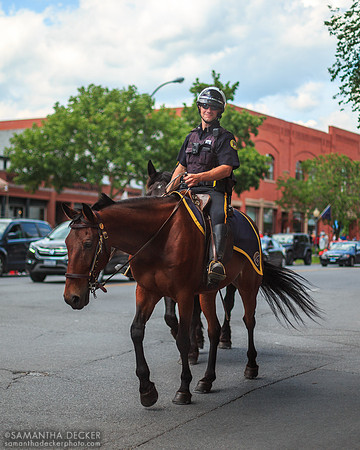 Police Officer on Horseback on Broadway in Saratoga Springs