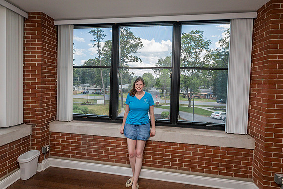 Me in my living room (looking out at Lake Ave and MacArthur Drive)