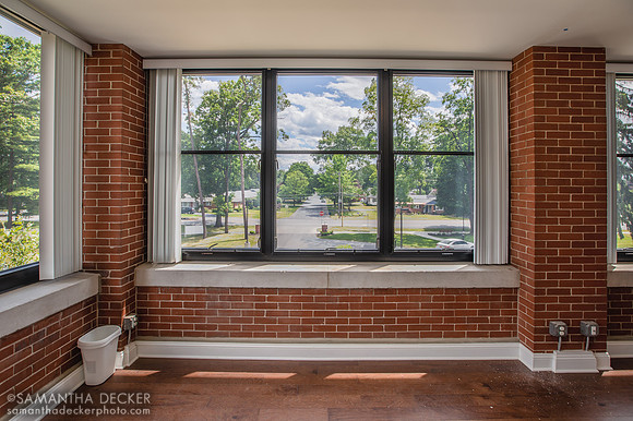 Living room looking out onto Lake Ave and MacArthur Dr