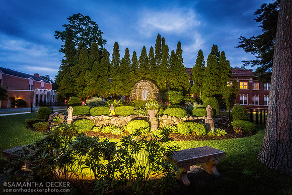 St. Clement's Grotto and the Grove, June 2020.  The Grotto used to be where Maple Ave. MS is now.