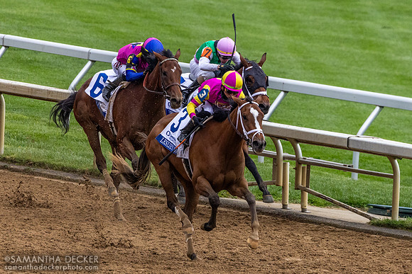 Leslie's Rose wins the Grade I Ashland Stakes at Keeneland