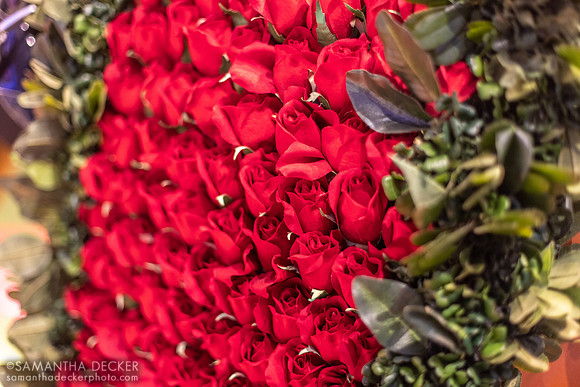 Fake flower blanket at the Kentucky Derby Museum