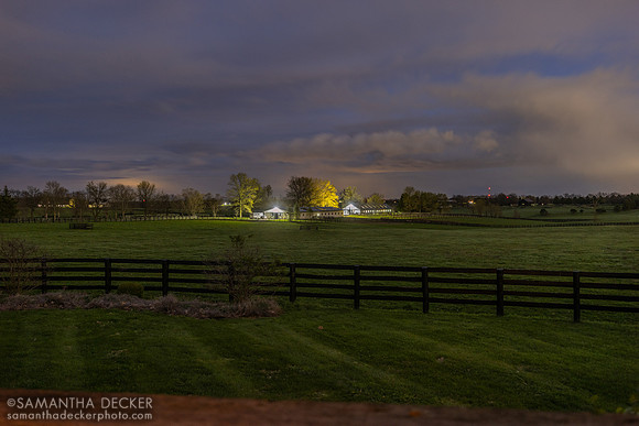 The view from the Cabin at Denali Stud at night