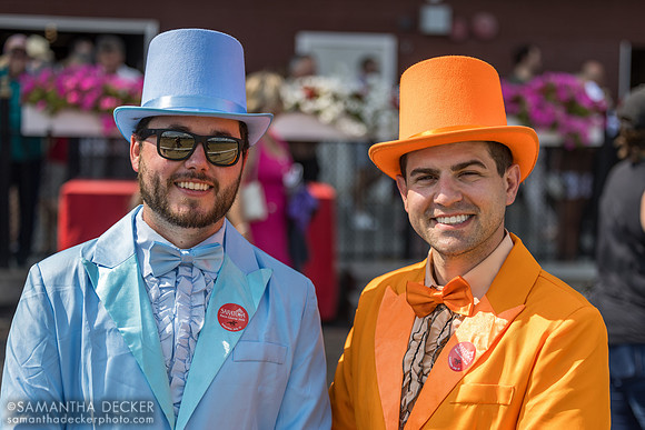 Bobby Currier (left) and Fred Camerato dressed dapperly for the races