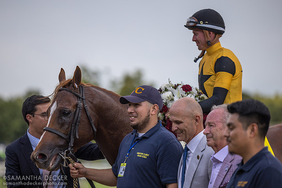 Carson's Run is led to the winner's circle
