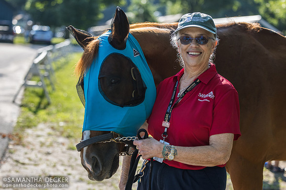 Delia Wagner is ready to show Lucky the pony to backstretch tour goers