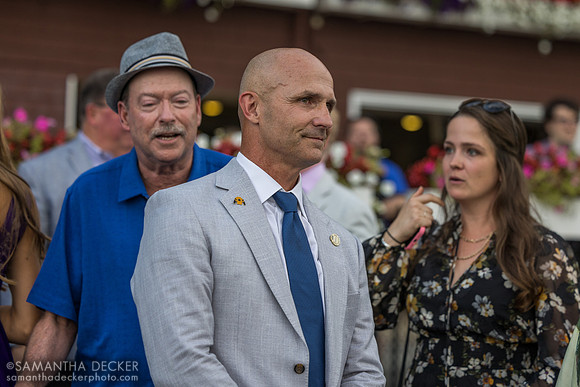 An emotional Terry Finley in the winner's circle after Carson's Run's victory