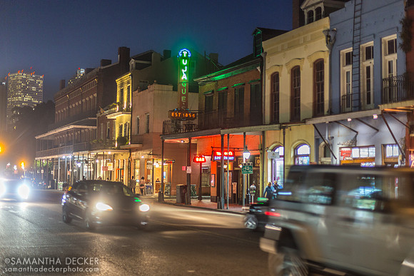 Decatur Street at Night, New Orleans.